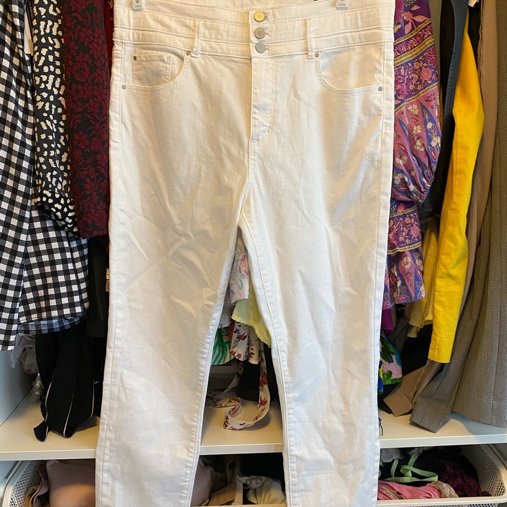 Ann Taylor White Button Front Jeans